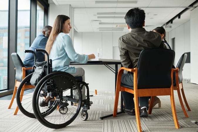 Meeting with diverse business team in office